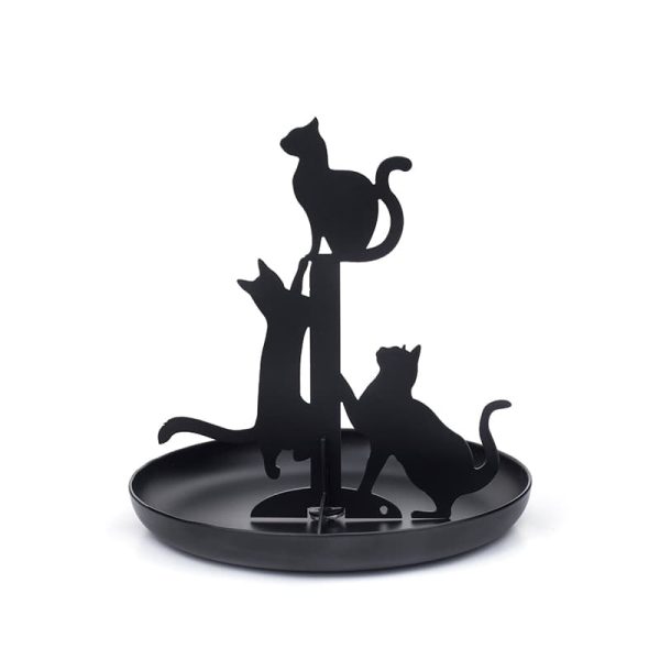 Поставка за бижута "Котки" с купичка за пръстени.