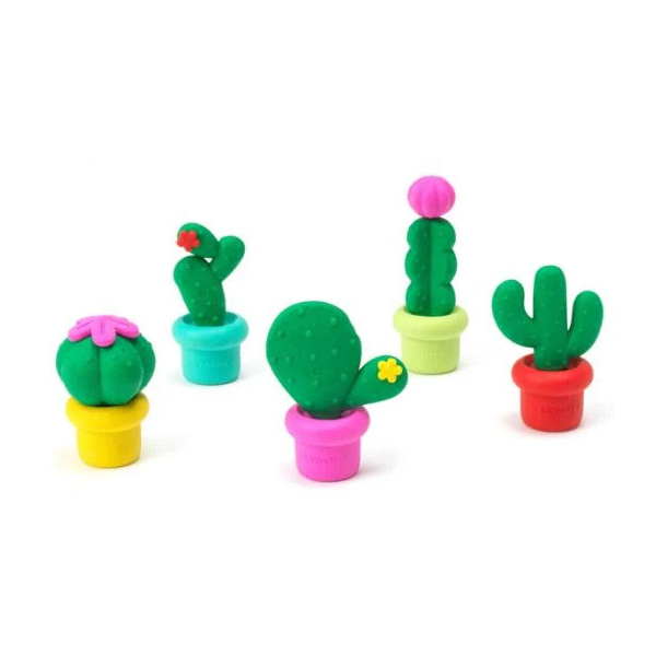 Ароматизирани гуми във формата на различни кактуси в цветни саксии.
