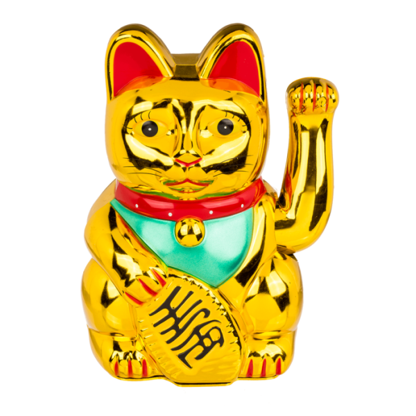Голяма златна махаща котка maneki neko.