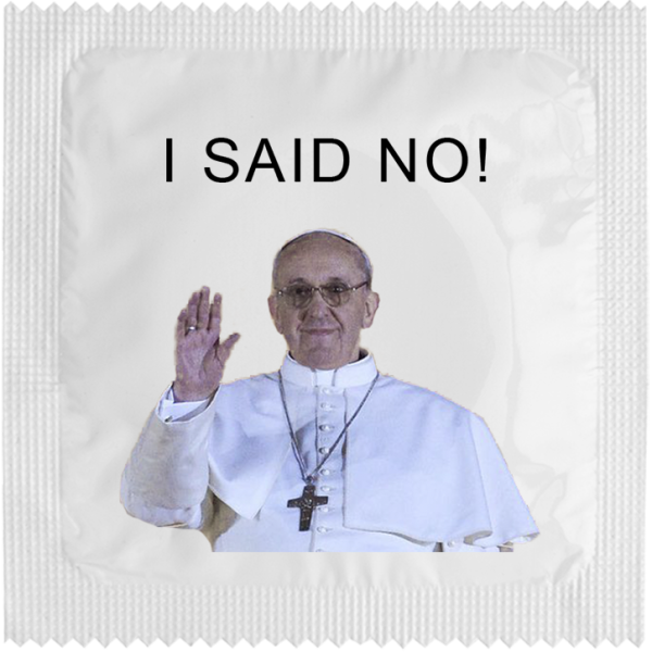 Презерватив шега с Папата и надпис I said NO!