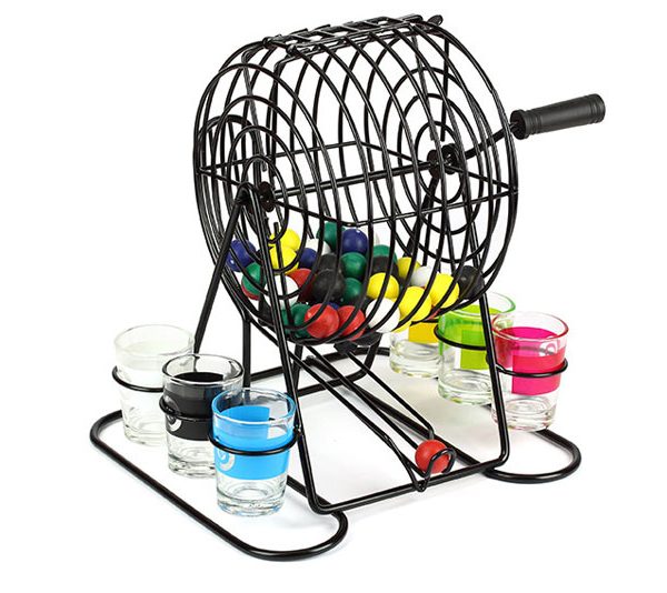 Игра за надпиване Бинго с чаши за шот, реалистично колело и топчета.