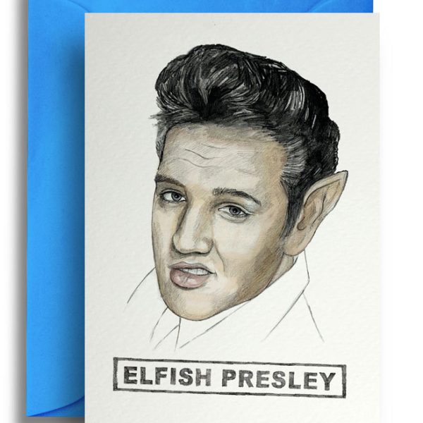 Плик с картичка шега с името на Елвис и елфи- Elfish Presley