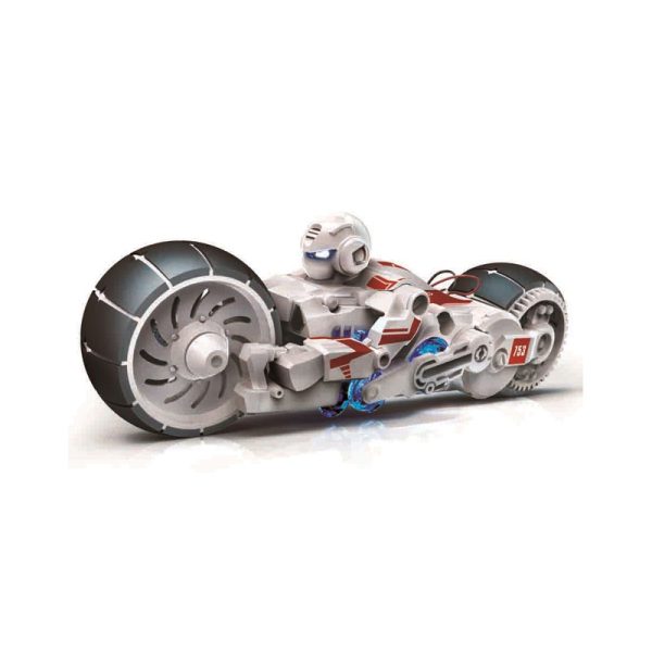 Конструктор за сглобяване на концептуален мотор с ездач робот.