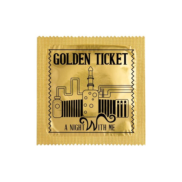 Презерватив Golden Ticket шега с Чарли и шоколадовата фабрика.