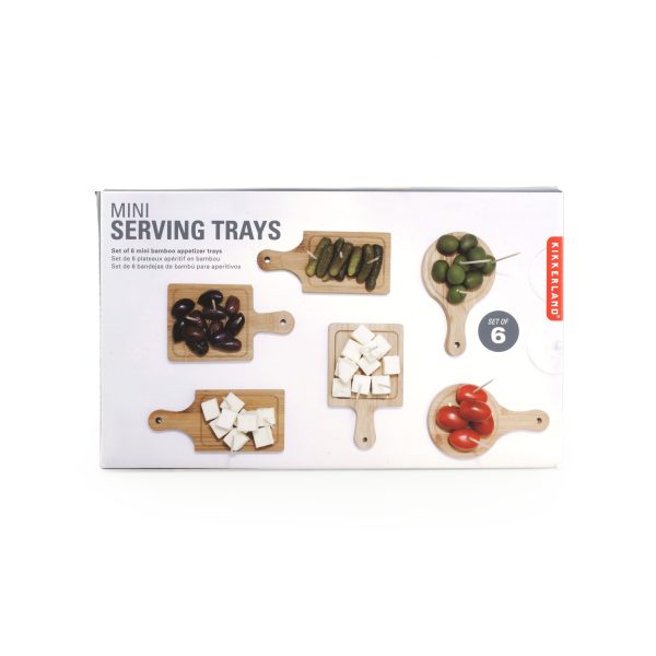 Комплект дървени мини подносни дъски за сервиране на разядки, сирене и предястия.