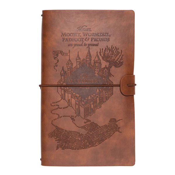 Бележник на пътешественика Harry Potter с кожена корица с релеф Marauder's Map