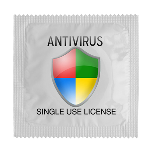 Презерватив със забавен надпис Antivirus Single Use License