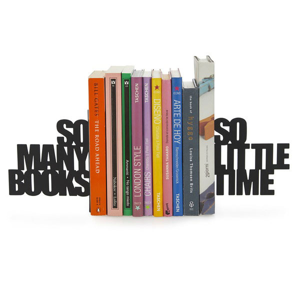 Ограничители за книги с черни метални букви So many, so little time.