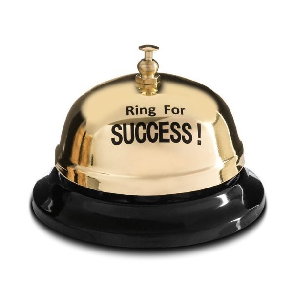 Златен настолен звънец с надпис Ring for Success