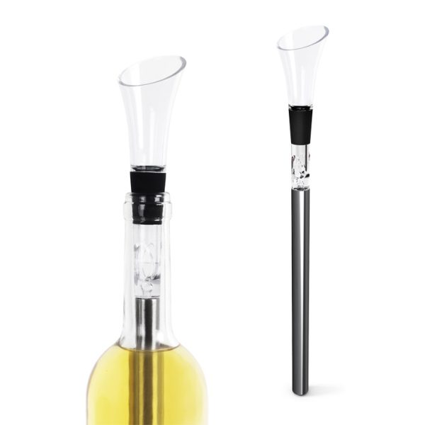 Многофункционален уред за вино: изстудител, аератор и уред за красиво поднасяне.