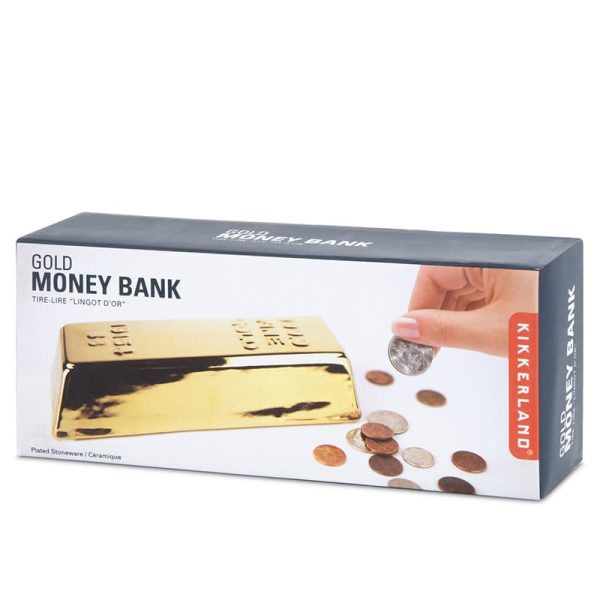 Шеговита касичка във формата на златно кюлче.