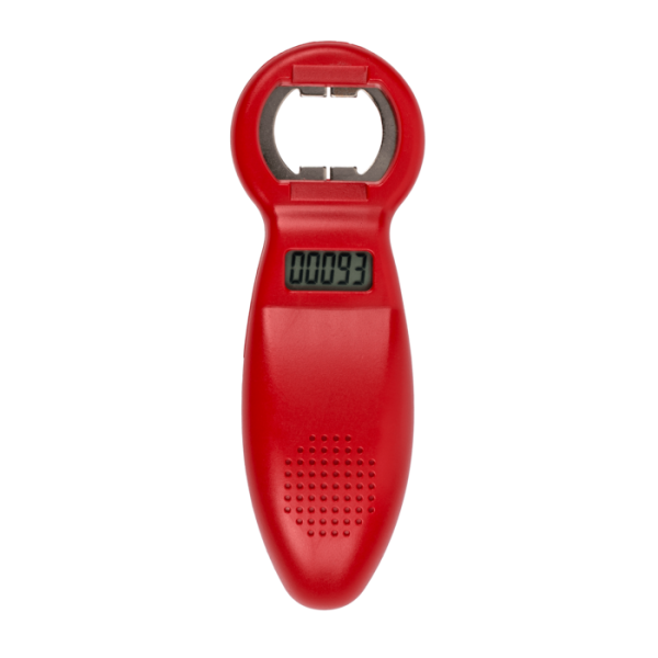 Червена отварачка с дигитален брояч.
