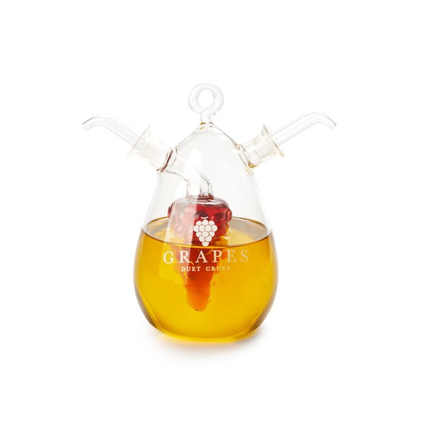 Стъклен съд 2 в 1 за зехтин и оцет за овкусяване за маса