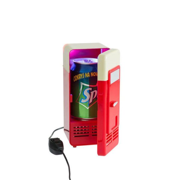 Ретро мини хладилник за един кен с USB захранване