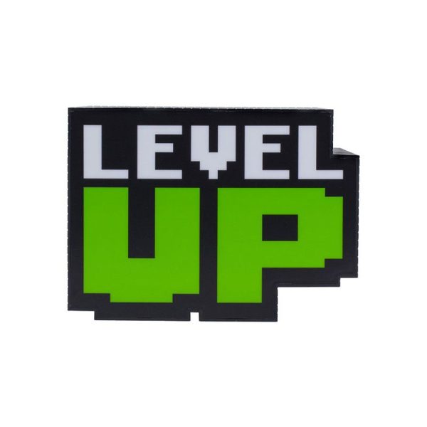 Геймърска лампа със звук Level Up в зелено и бяло