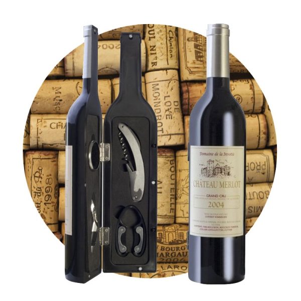 Комплект аксесоари за вино - тирбушон, нож за фолио, капкоотцедител и аератор