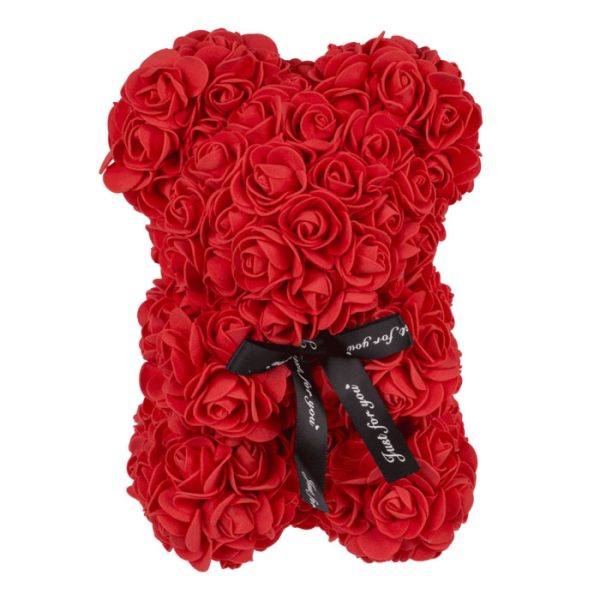 Луксозно мече от червени рози