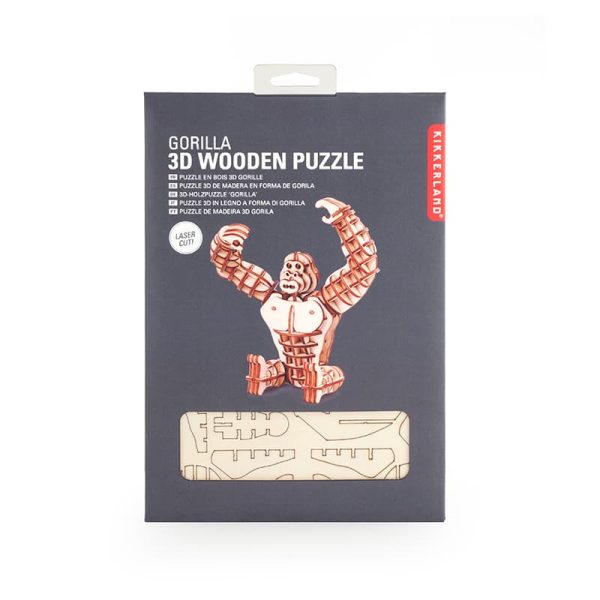 Дървен триизмерен пъзел "Горила"