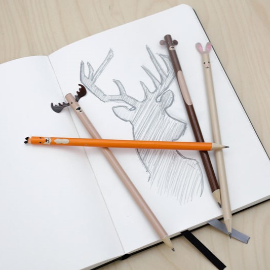 Комплект от 4 бр. молива Горски животни