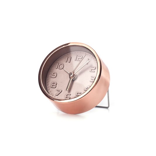Мини часовник будилник в злато/мед