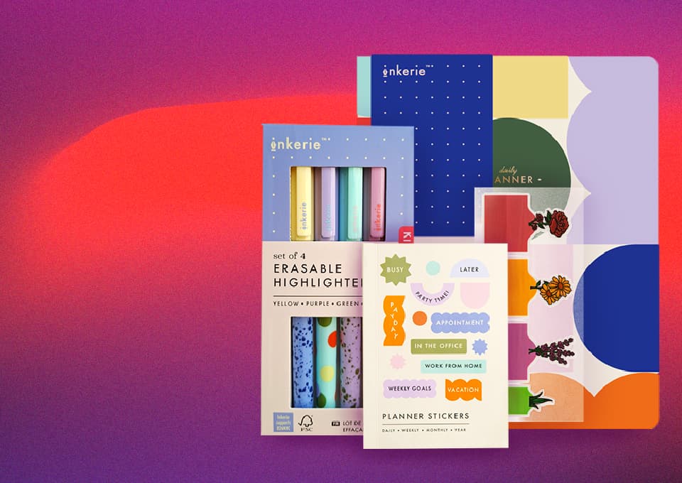 Подаръци за планиране като Bullet Journals, дневни, седмични планери и тефтери.